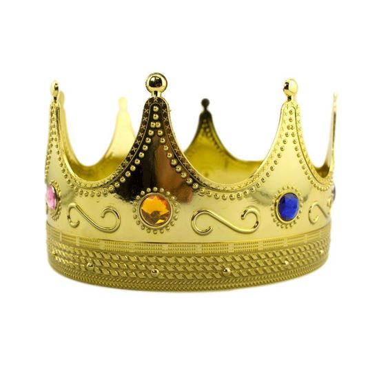 Picture of Gold Plastic Jewel King Queen Crown