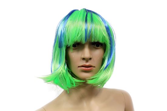 Picture of Short Hair Green and Blue Halloween Costume Wig